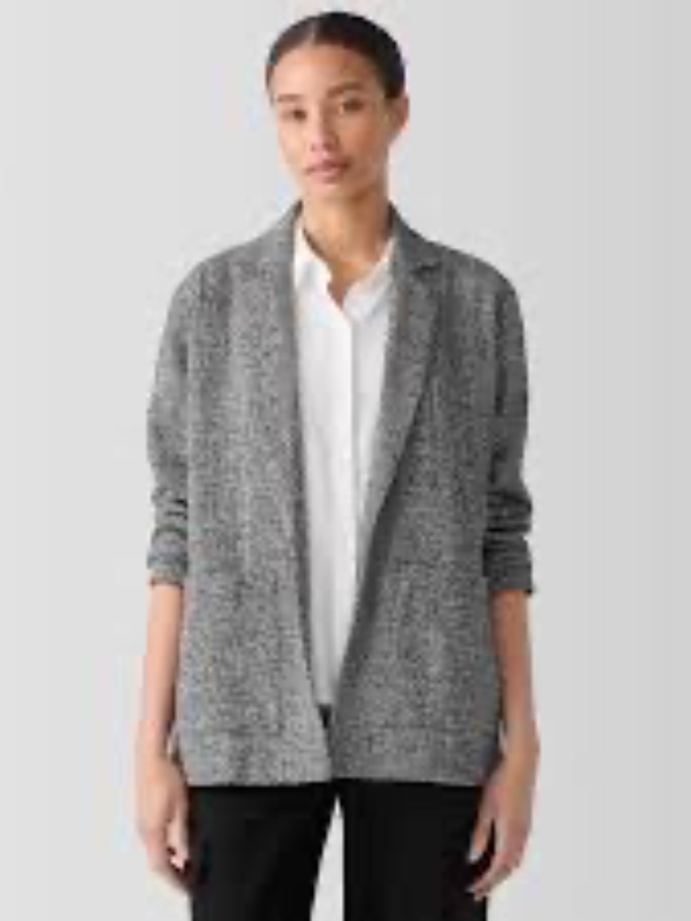 Eileen Fisher Organic Cotton Tweed Blazer Easy Fit, Thigh Length, Sz XL